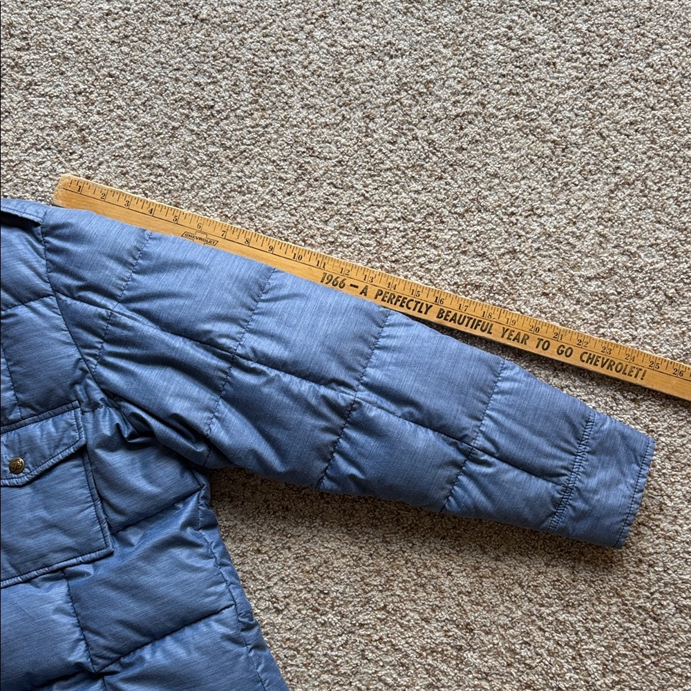 VTG 70’s Eddie Bauer Down Insulated Quilted Shirt Jacket Denim Chambray Blue L - Picture 7 of 9